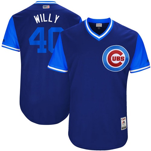 لون سلفر Men's Chicago Cubs #40 Willson Contreras Navy Blue With Number 2021 City Connect Stitched MLB Cool Base Nike Jersey لون سلفر